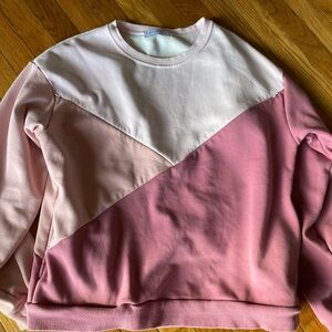 Blush and Pink Colorblock Crew Neck Nursing Sweater